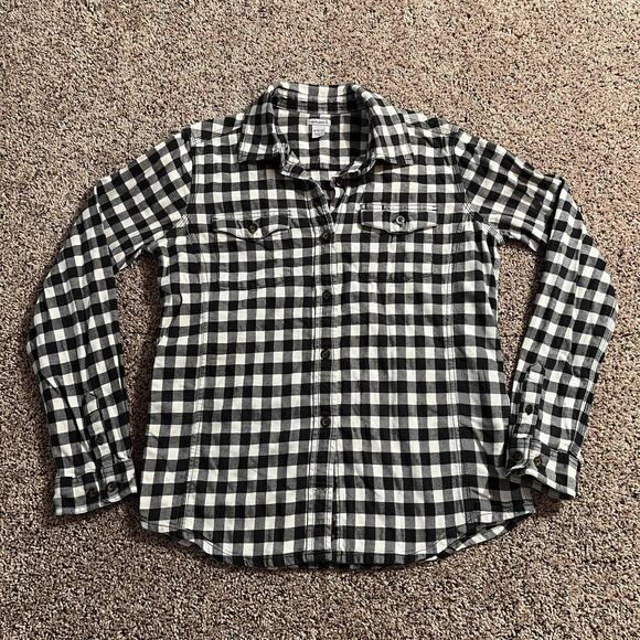 Carhartt Tops - Carhartt Shirt Womens M Black White Plaid Flannel Button Long Sleeve Workwear